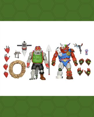 NECA TMNT Teenage Mutant Ninja Turtles Dirtbag and Groundchuck Cartoon 2 Pack